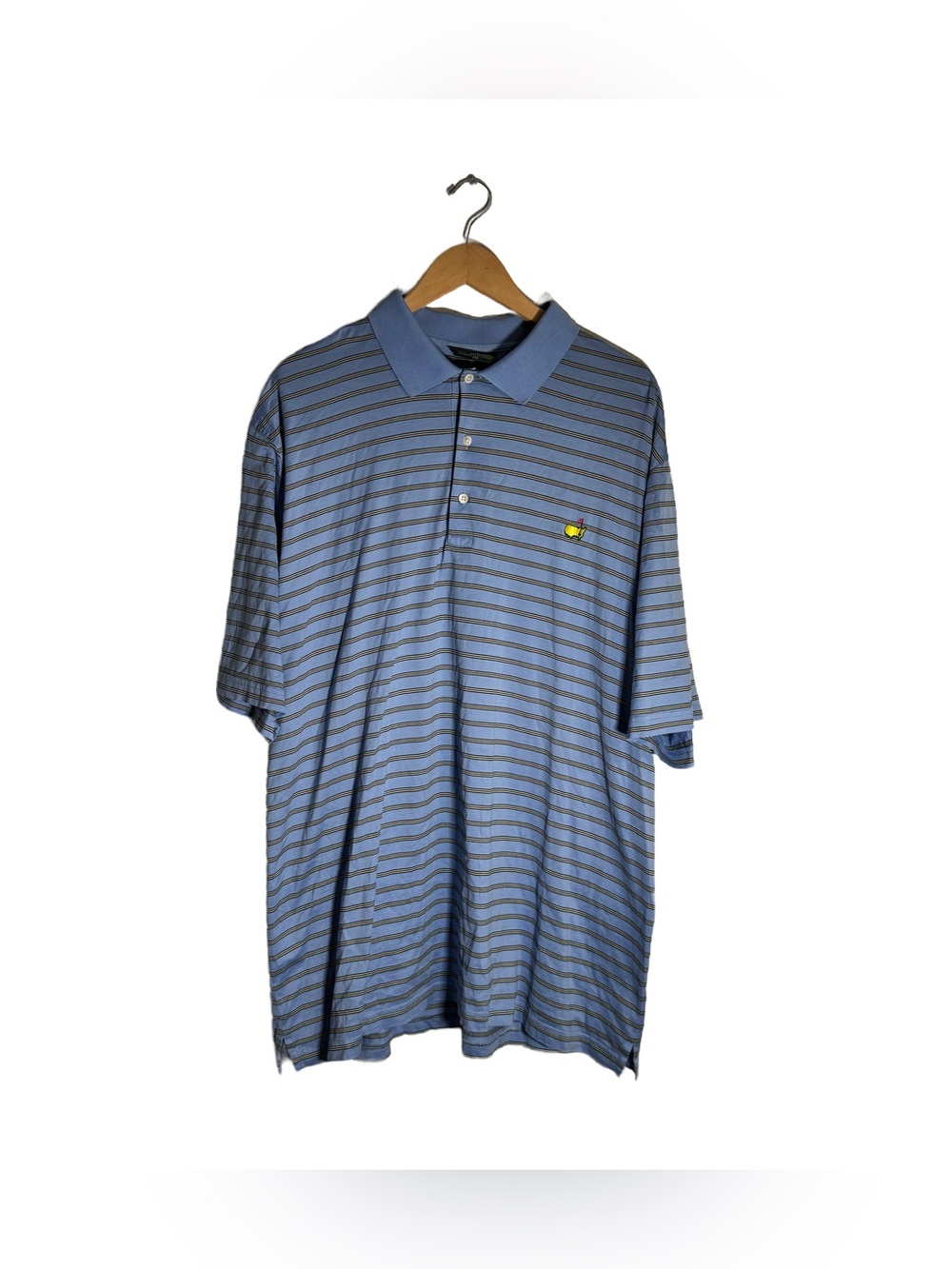 Amen Corner Masters Polo Men's XXL Shirt Blue Stripe 100% Pima Cotton Golf Polo